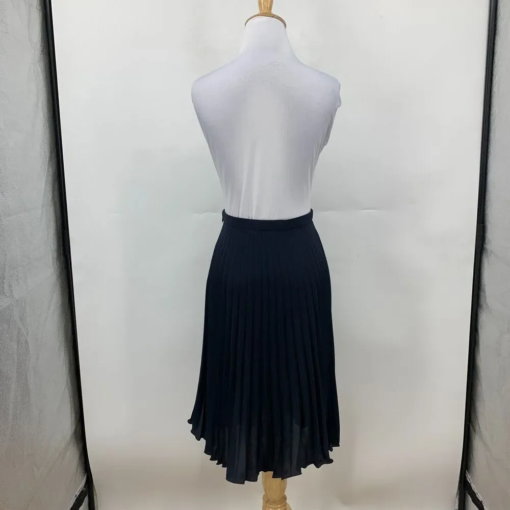 Michael Kors Accordion Skirt Womens 0 Semi Sheer Knee Length Pleated Unlined